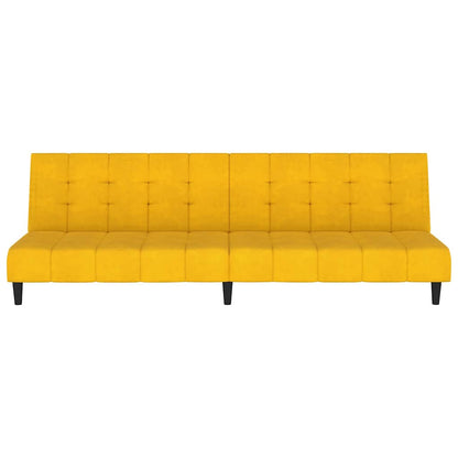 Sofá-cama de 2 lugares veludo amarelo
