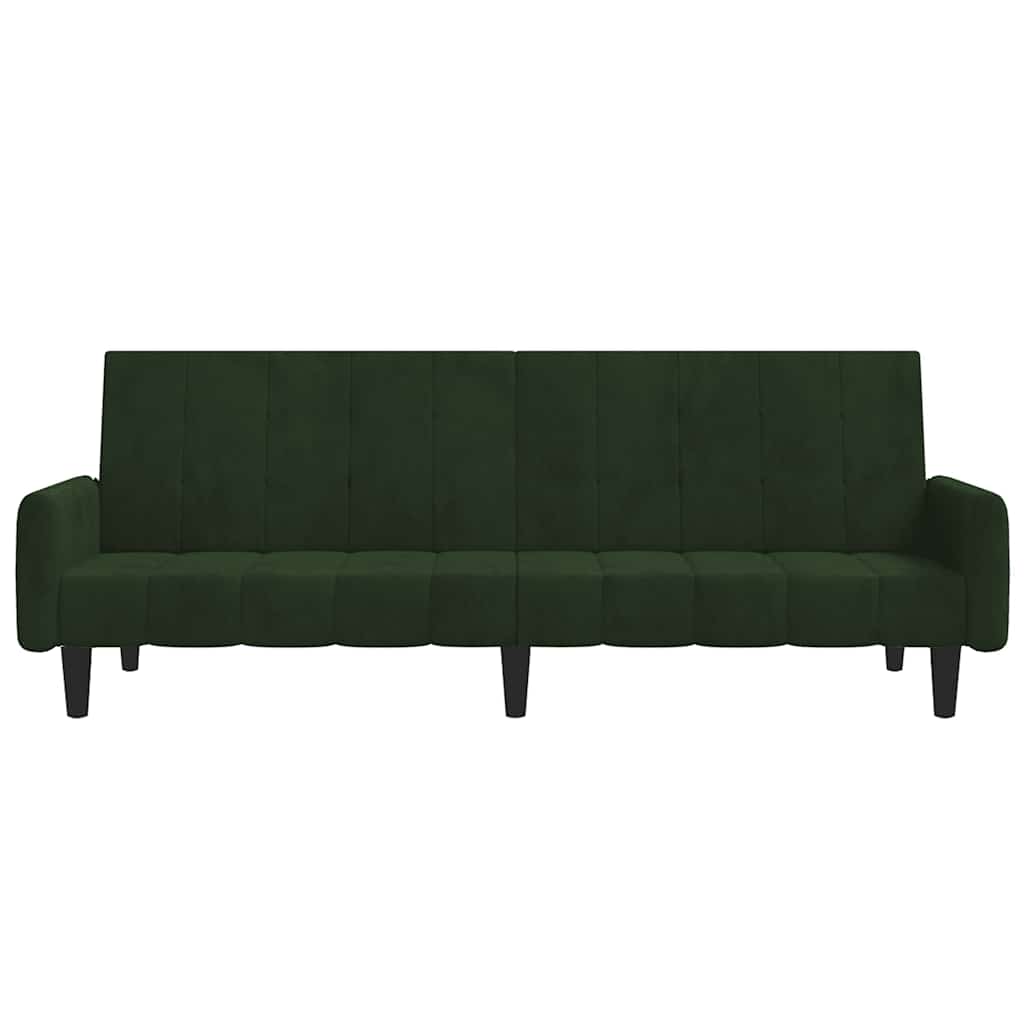 Sofá-cama de 2 lugares veludo verde-escuro
