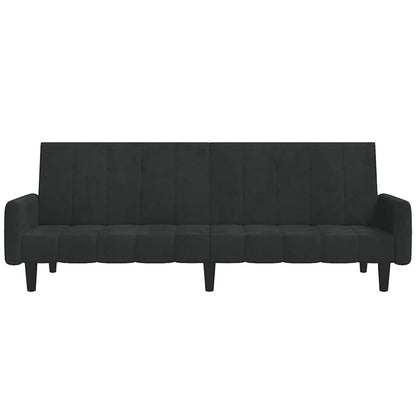Sofá-cama de 2 lugares veludo preto