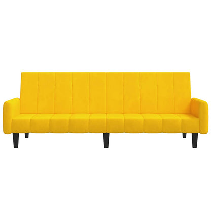 Sofá-cama de 2 lugares veludo amarelo