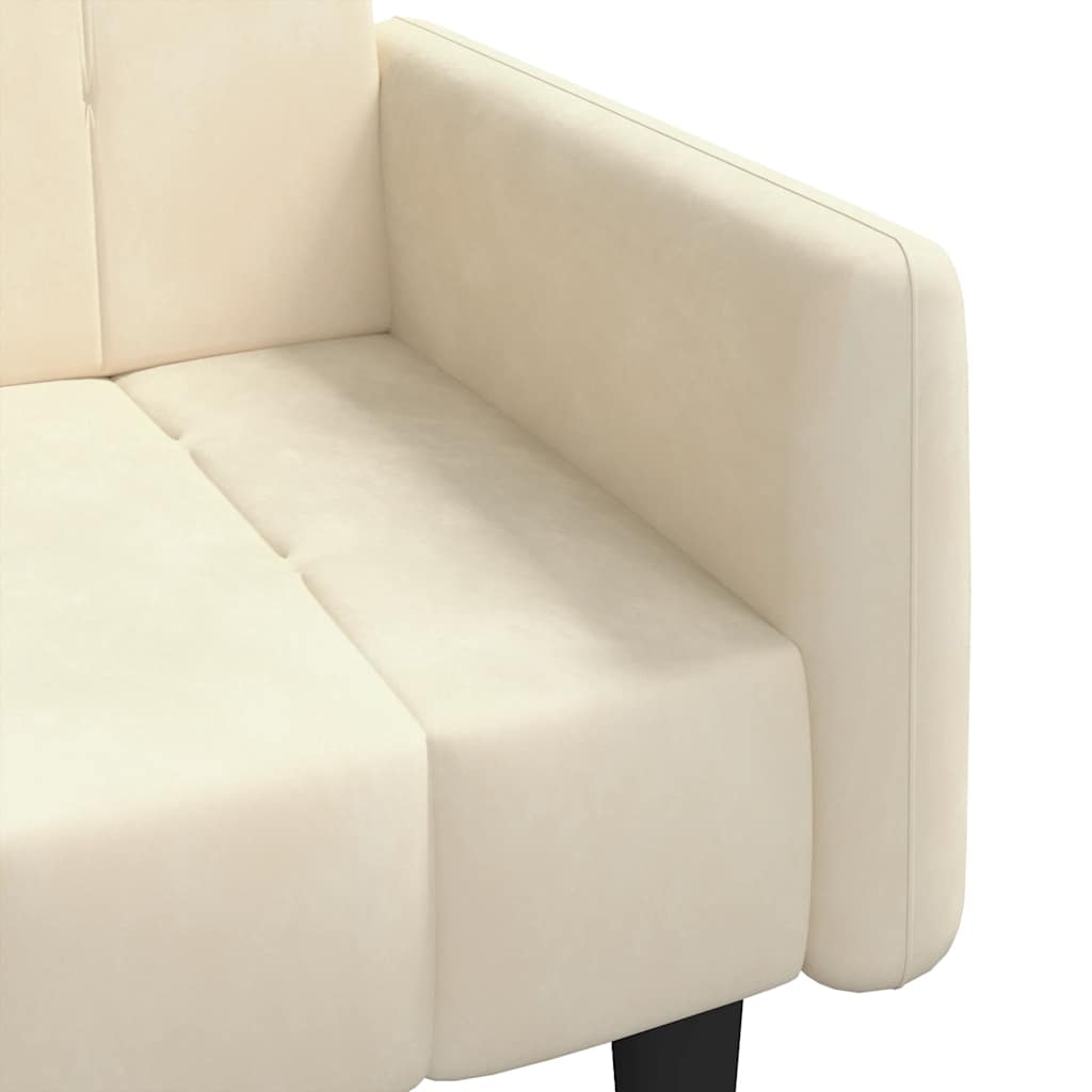 Sofá-cama de 2 lugares veludo cor creme