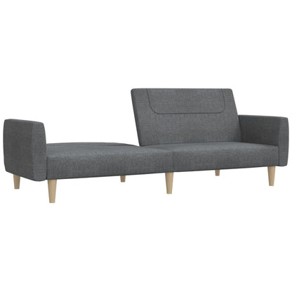 Sofá-cama de 2 lugares tecido cinzento-claro