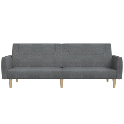 Sofá-cama de 2 lugares tecido cinzento-claro