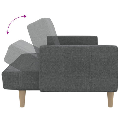 Sofá-cama de 2 lugares tecido cinzento-claro