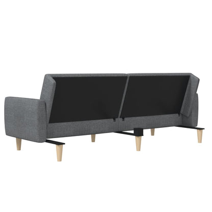 Sofá-cama de 2 lugares tecido cinzento-claro