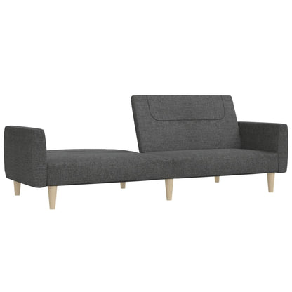 Sofá-cama de 2 lugares tecido cinzento-escuro