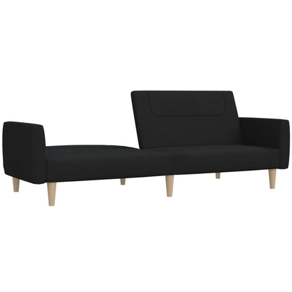 Sofá-cama de 2 lugares tecido preto