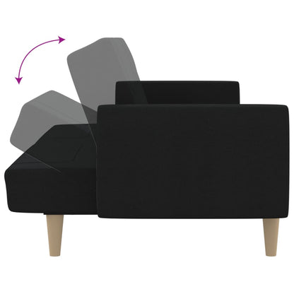 Sofá-cama de 2 lugares tecido preto