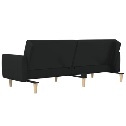 Sofá-cama de 2 lugares tecido preto