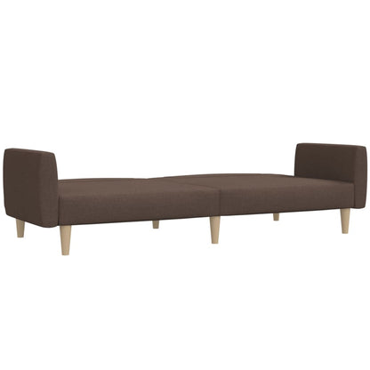 Sofá-cama de 2 lugares tecido cinzento-acastanhado