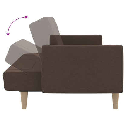 Sofá-cama de 2 lugares tecido cinzento-acastanhado