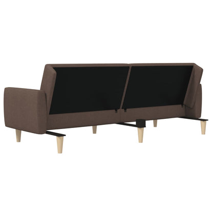 Sofá-cama de 2 lugares tecido cinzento-acastanhado