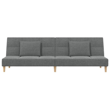 Sofá-cama 2 lugares com duas almofadas tecido cinzento-escuro