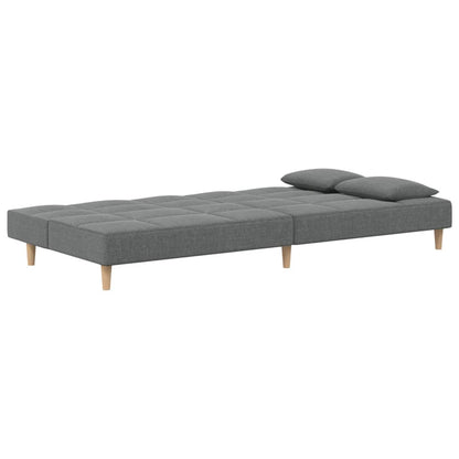 Sofá-cama 2 lugares com duas almofadas tecido cinzento-escuro