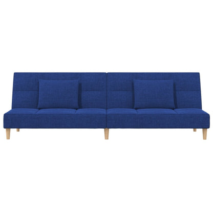 Sofá-cama 2 lugares com duas almofadas tecido azul