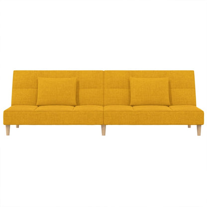Sofá-cama 2 lugares com duas almofadas tecido amarelo