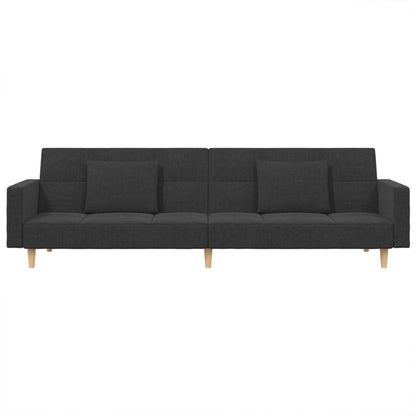 Sofá-cama 2 lugares com duas almofadas tecido cinzento-escuro