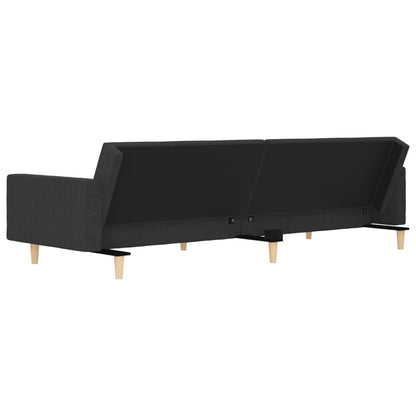 Sofá-cama 2 lugares com duas almofadas tecido cinzento-escuro