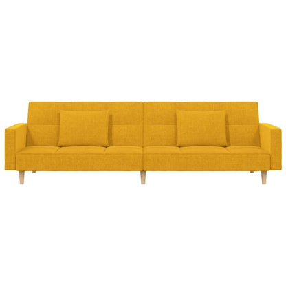 Sofá-cama 2 lugares com duas almofadas tecido amarelo