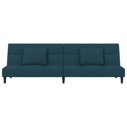 Sofá-cama 2 lugares com duas almofadas veludo azul