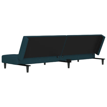 Sofá-cama 2 lugares com duas almofadas veludo azul