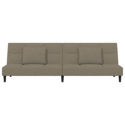 Sofá-cama 2 lugares com duas almofadas veludo cinzento-claro