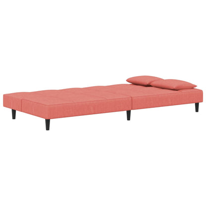Sofá-cama 2 lugares com duas almofadas veludo rosa