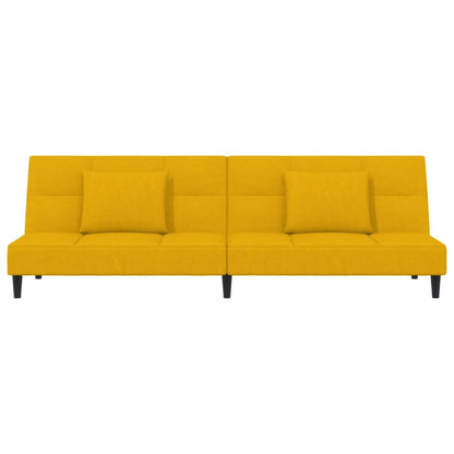 Sofá-cama 2 lugares com duas almofadas veludo amarelo