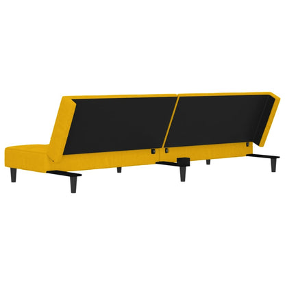 Sofá-cama 2 lugares com duas almofadas veludo amarelo