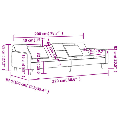 Sofá-cama 2 lugares com duas almofadas veludo rosa