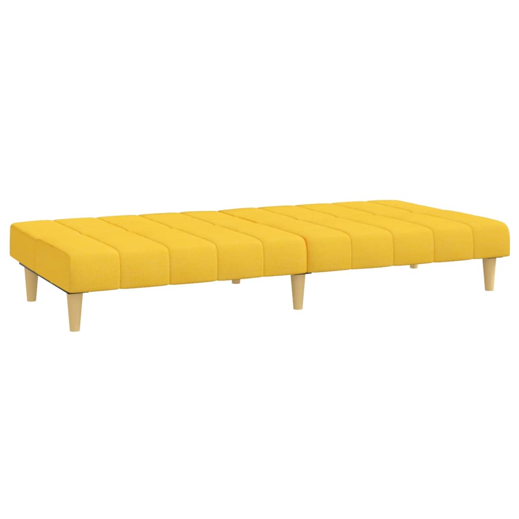Sofá-cama de 2 lugares tecido amarelo