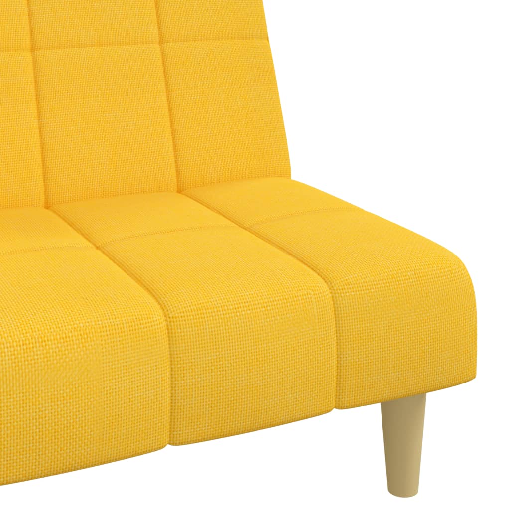 Sofá-cama de 2 lugares tecido amarelo