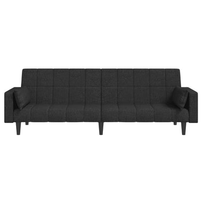 Sofá-cama 2 lugares com duas almofadas tecido preto