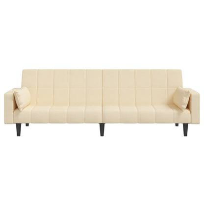 Sofá-cama 2 lugares com duas almofadas tecido cor creme