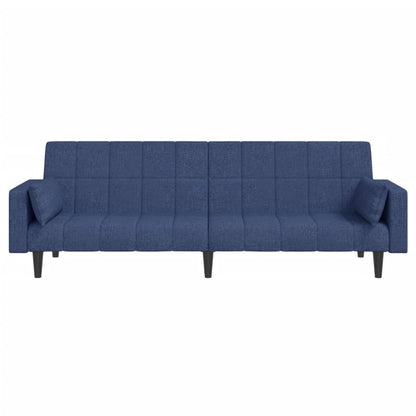 Sofá-cama 2 lugares com duas almofadas tecido azul
