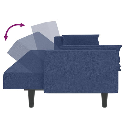 Sofá-cama 2 lugares com duas almofadas tecido azul