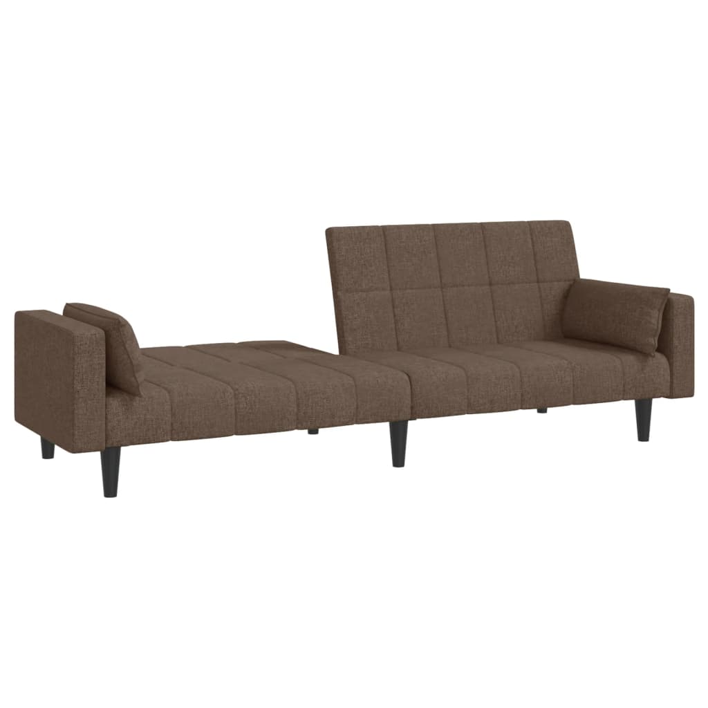 Sofá-cama 2 lugares c/ duas almofadas tecido cinza-acastanhado