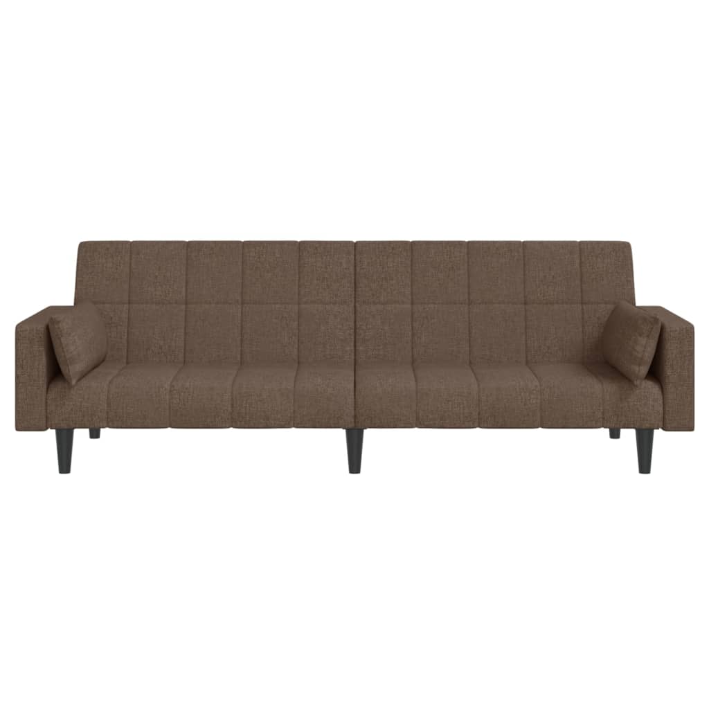 Sofá-cama 2 lugares c/ duas almofadas tecido cinza-acastanhado