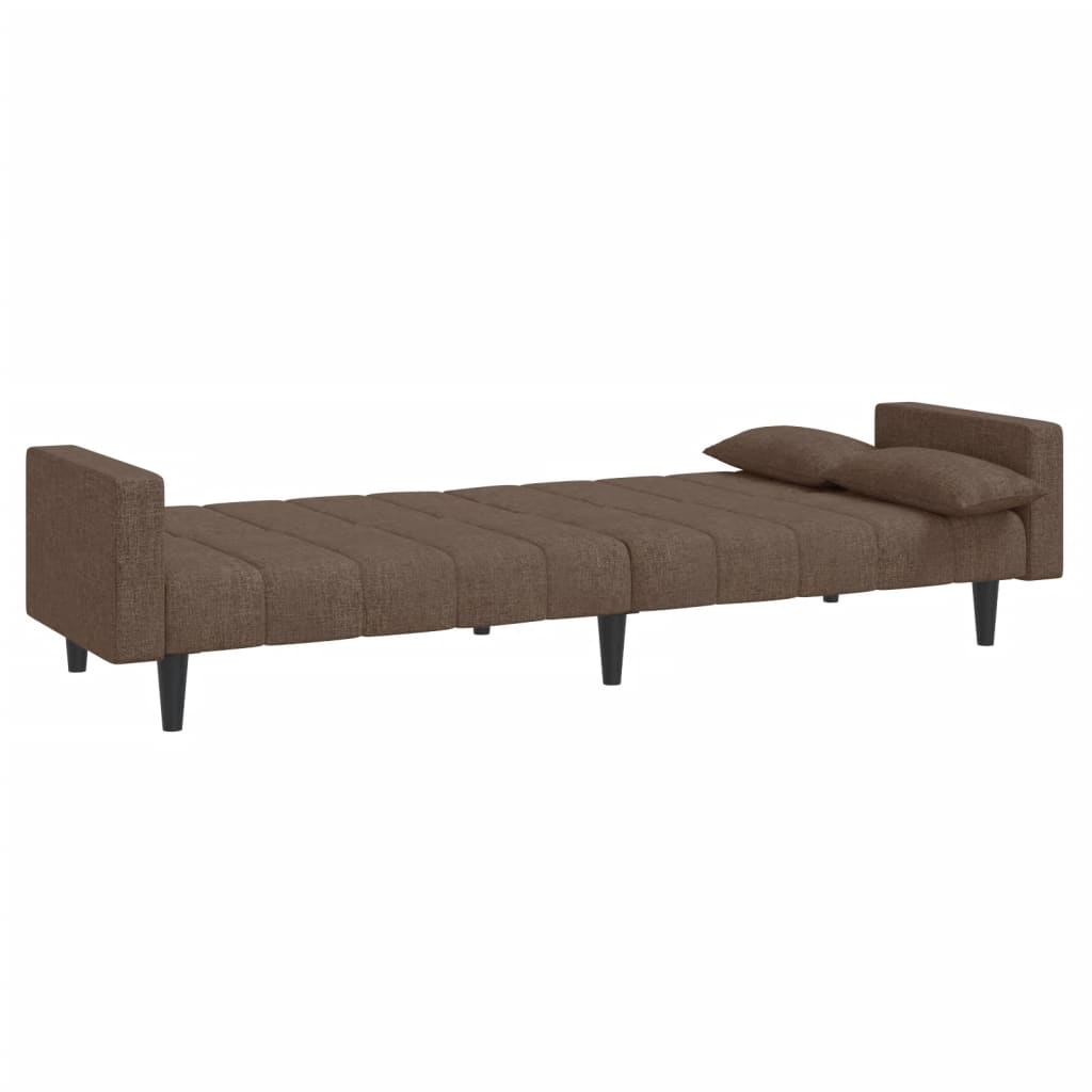 Sofá-cama 2 lugares c/ duas almofadas tecido cinza-acastanhado