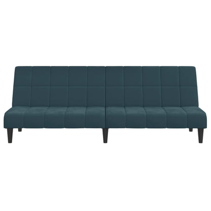 Sofá-cama de 2 lugares veludo azul