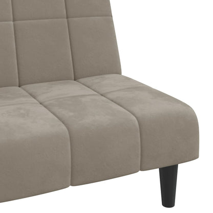 Sofá-cama de 2 lugares veludo cinzento-claro