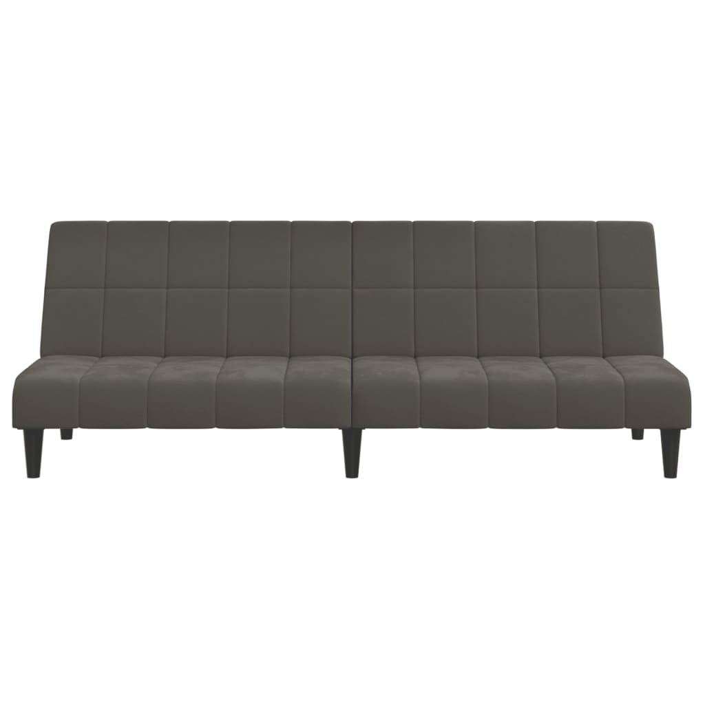 Sofá-cama de 2 lugares veludo cinzento-escuro