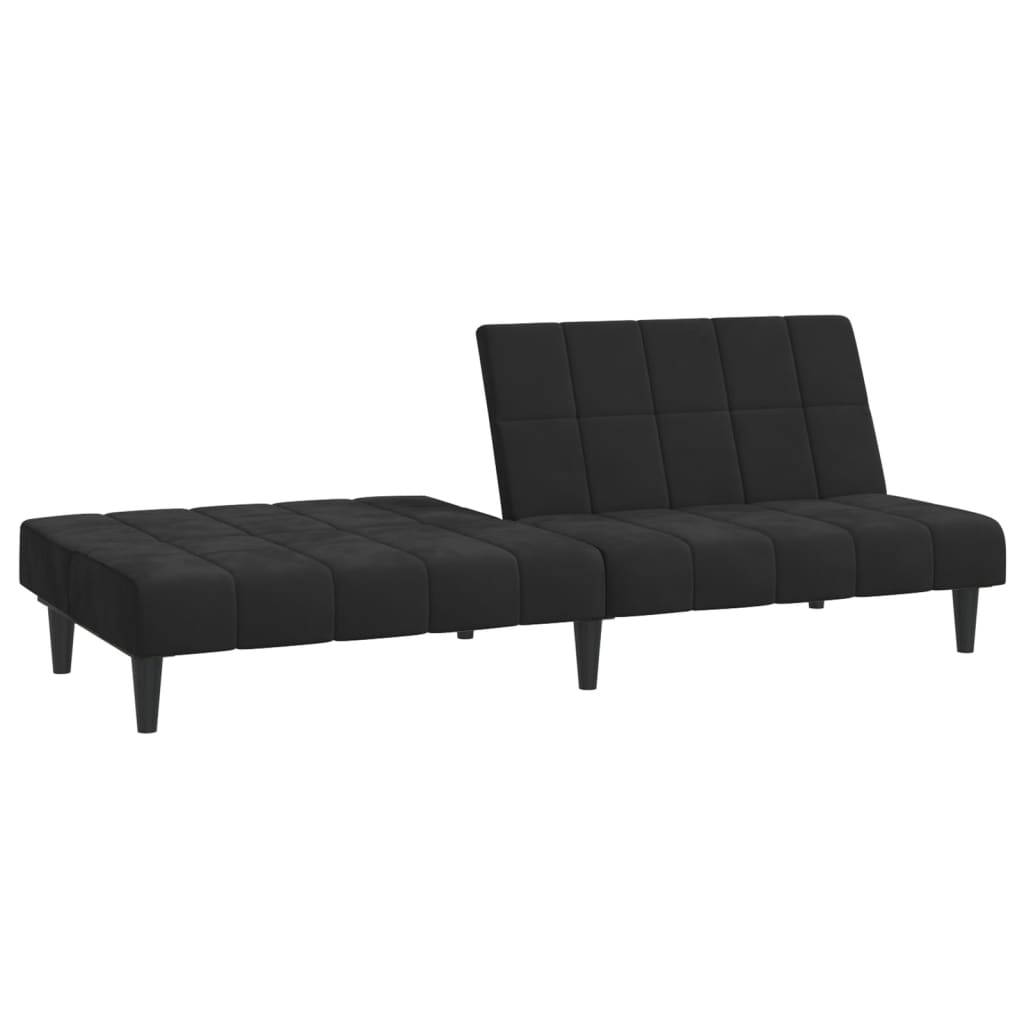 Sofá-cama de 2 lugares veludo preto