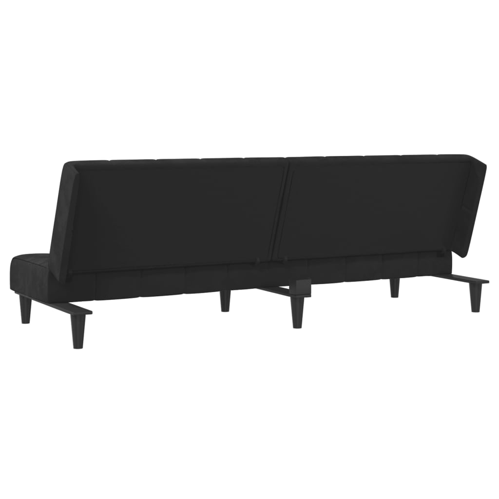 Sofá-cama de 2 lugares veludo preto
