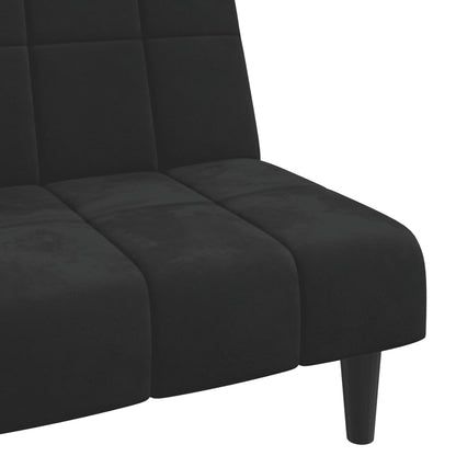 Sofá-cama de 2 lugares veludo preto