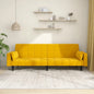 Sofá-cama 2 lugares com duas almofadas veludo amarelo