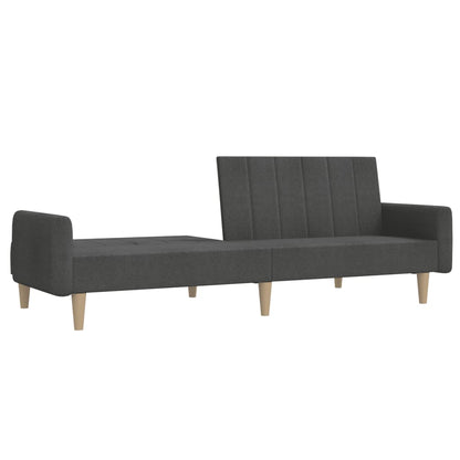 Sofá-cama de 2 lugares tecido cinzento-escuro