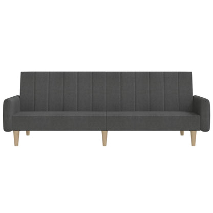 Sofá-cama de 2 lugares tecido cinzento-escuro