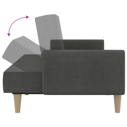 Sofá-cama de 2 lugares tecido cinzento-escuro