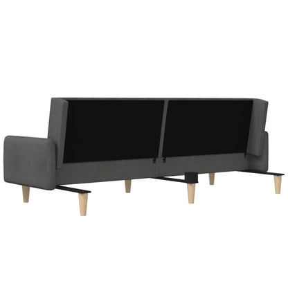 Sofá-cama de 2 lugares tecido cinzento-escuro